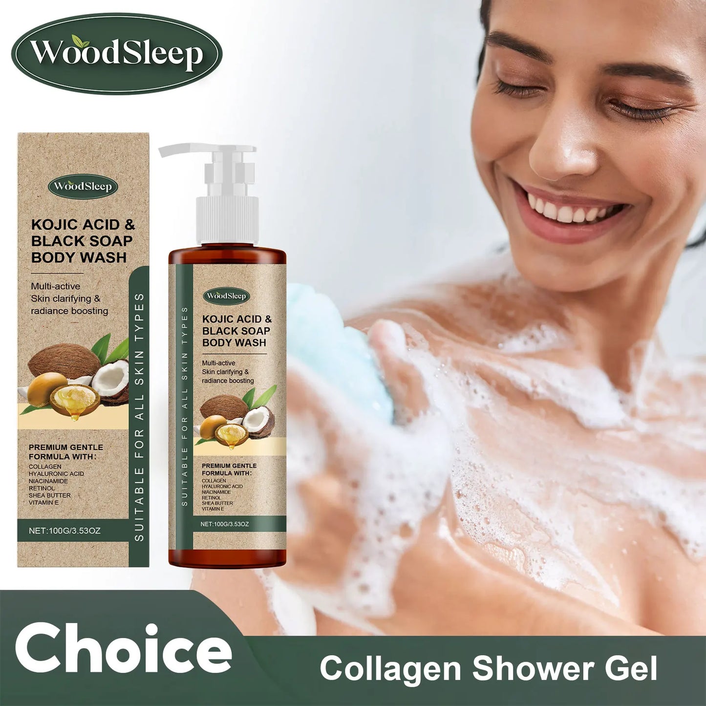 Collagen Skin Exfoliating Kojic Acid Body Wash