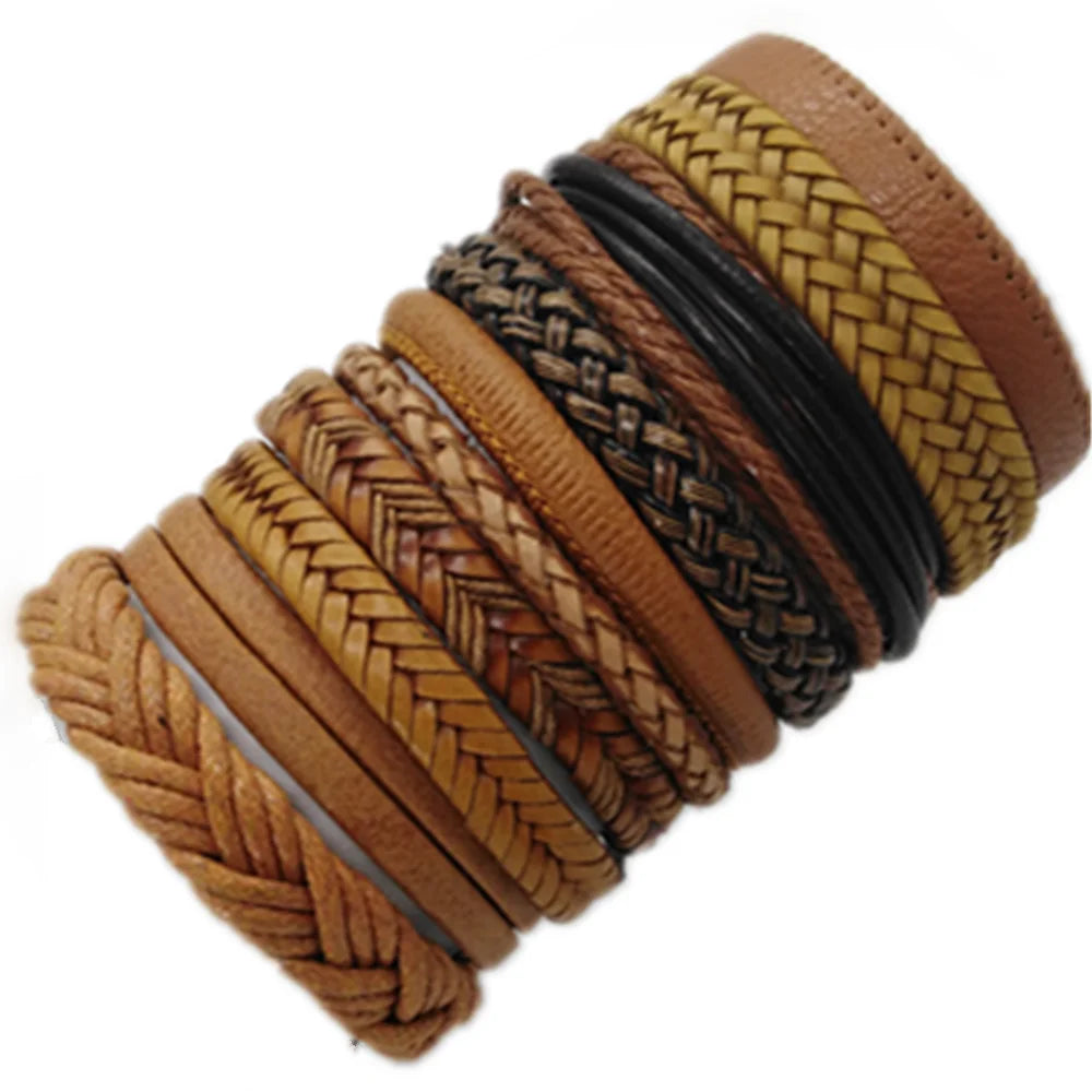 10 Pcs/set Black Wrap Fashion Handmade Bracelets