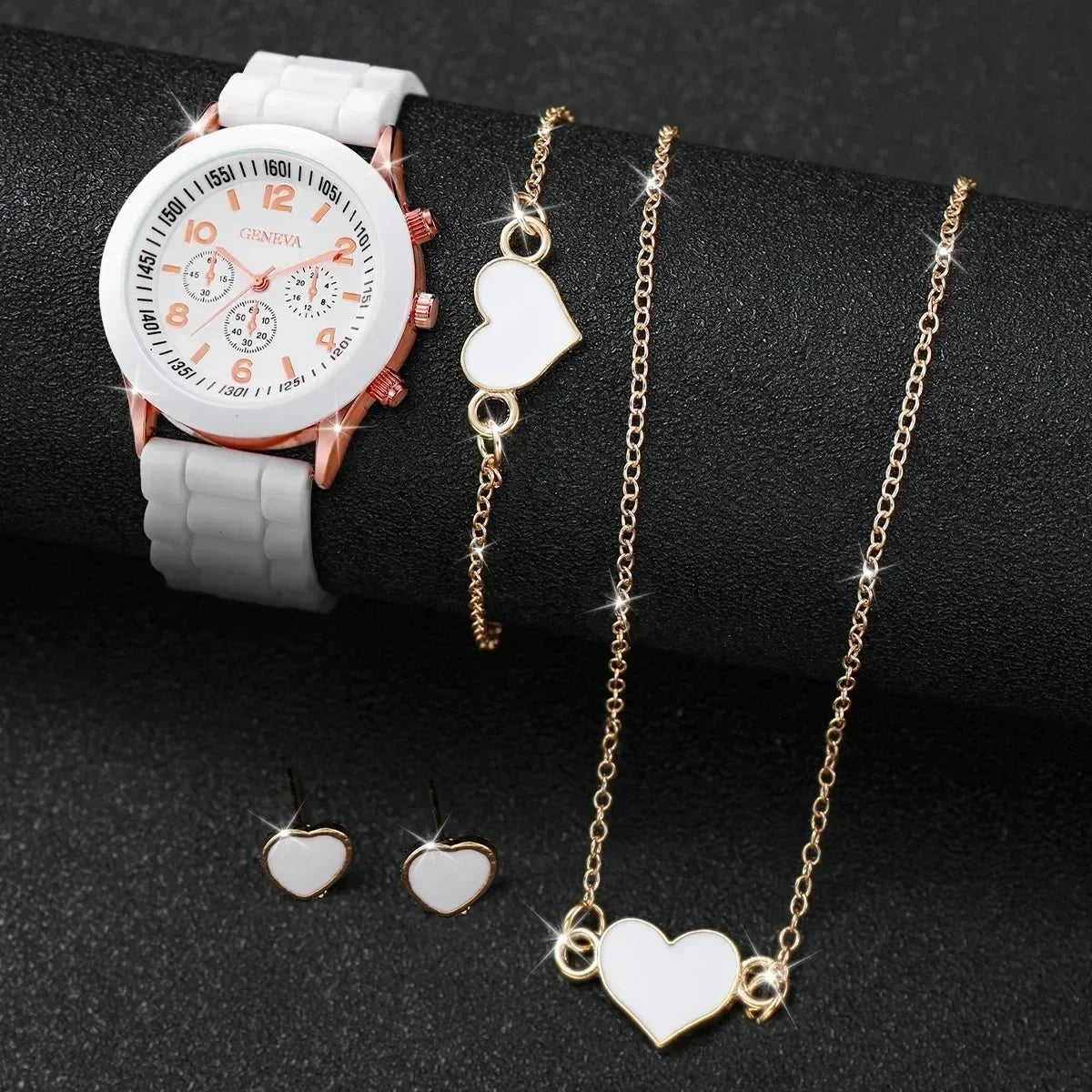Fashion Watches Heart Jewelry Set