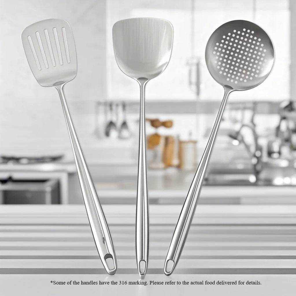 316 Stainless Steel Wok Spatula Metal kitchen utensils Slotted Turner Spoon Ladle Cooking Tools Utensil Set Kitchen Accessories