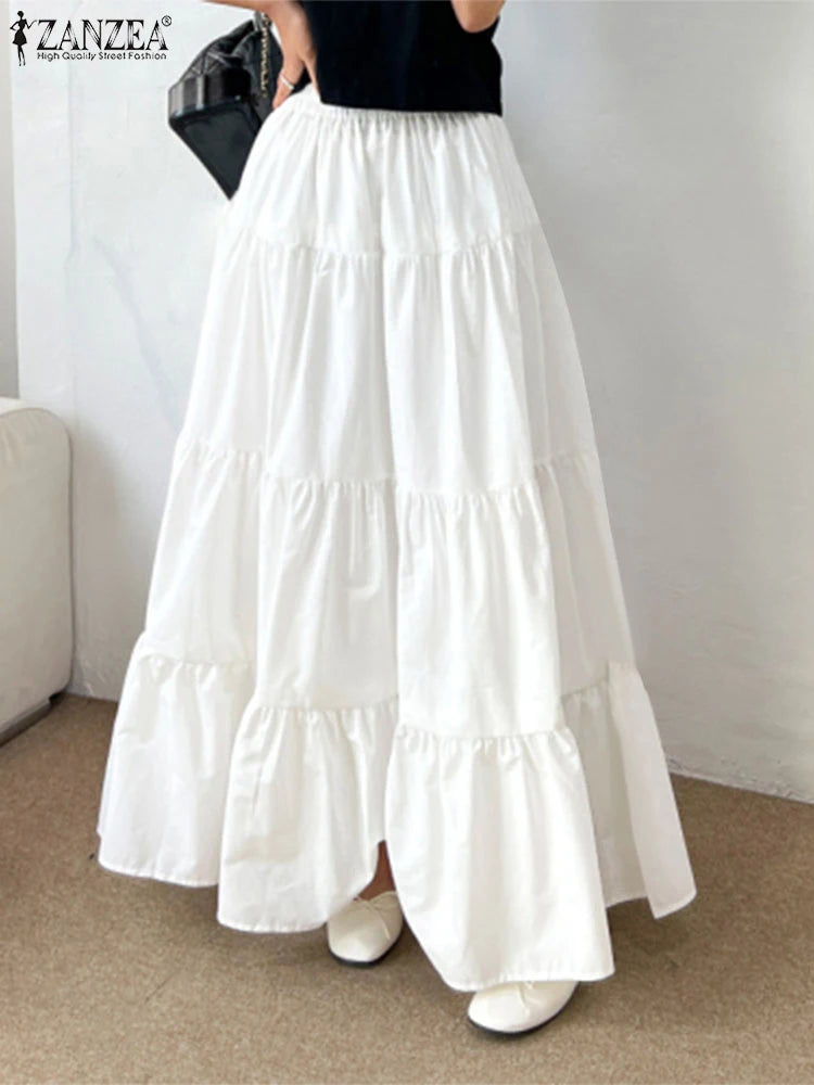 Women Korean Fashion Tiered Maxi Skirt