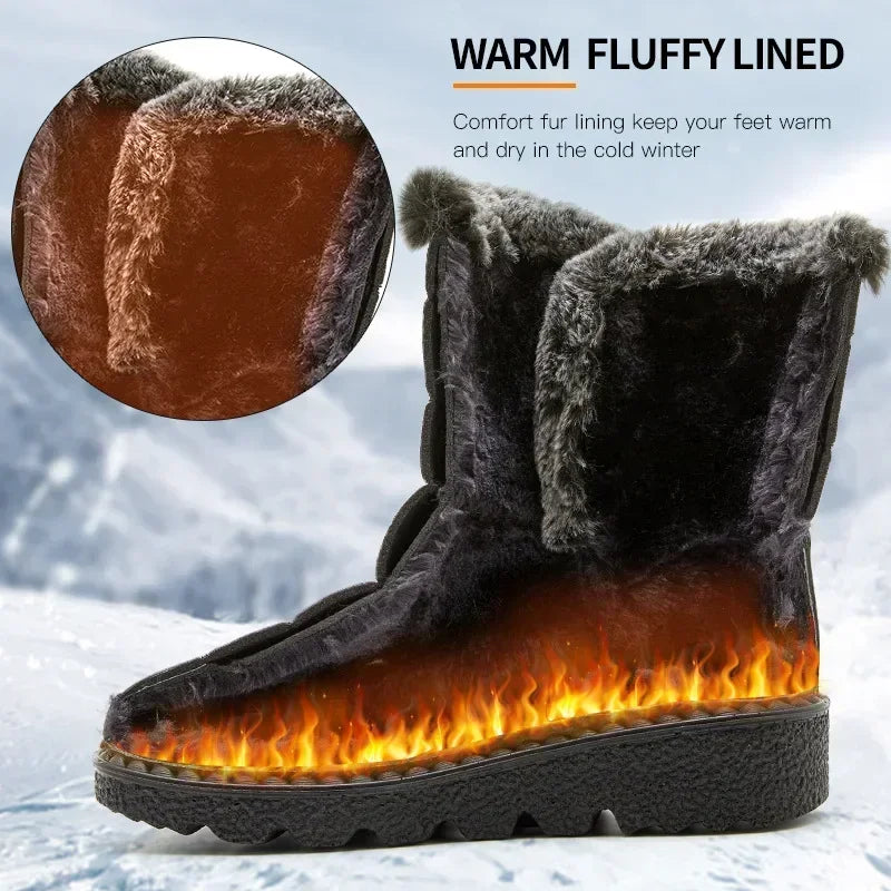 Waterproof Faux Fur Warm Cotton Couples Ankle Boots