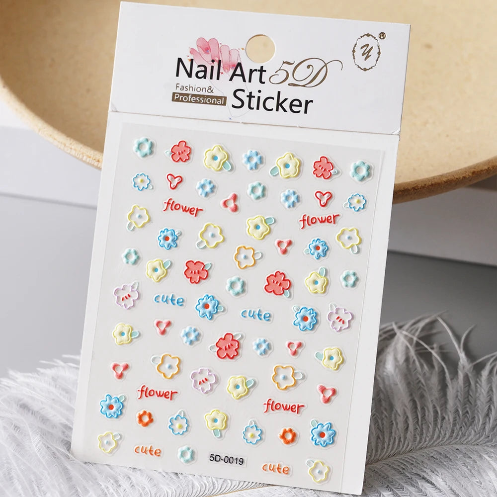 5 D Macron Flower/Fruit Nail Charms Sticker