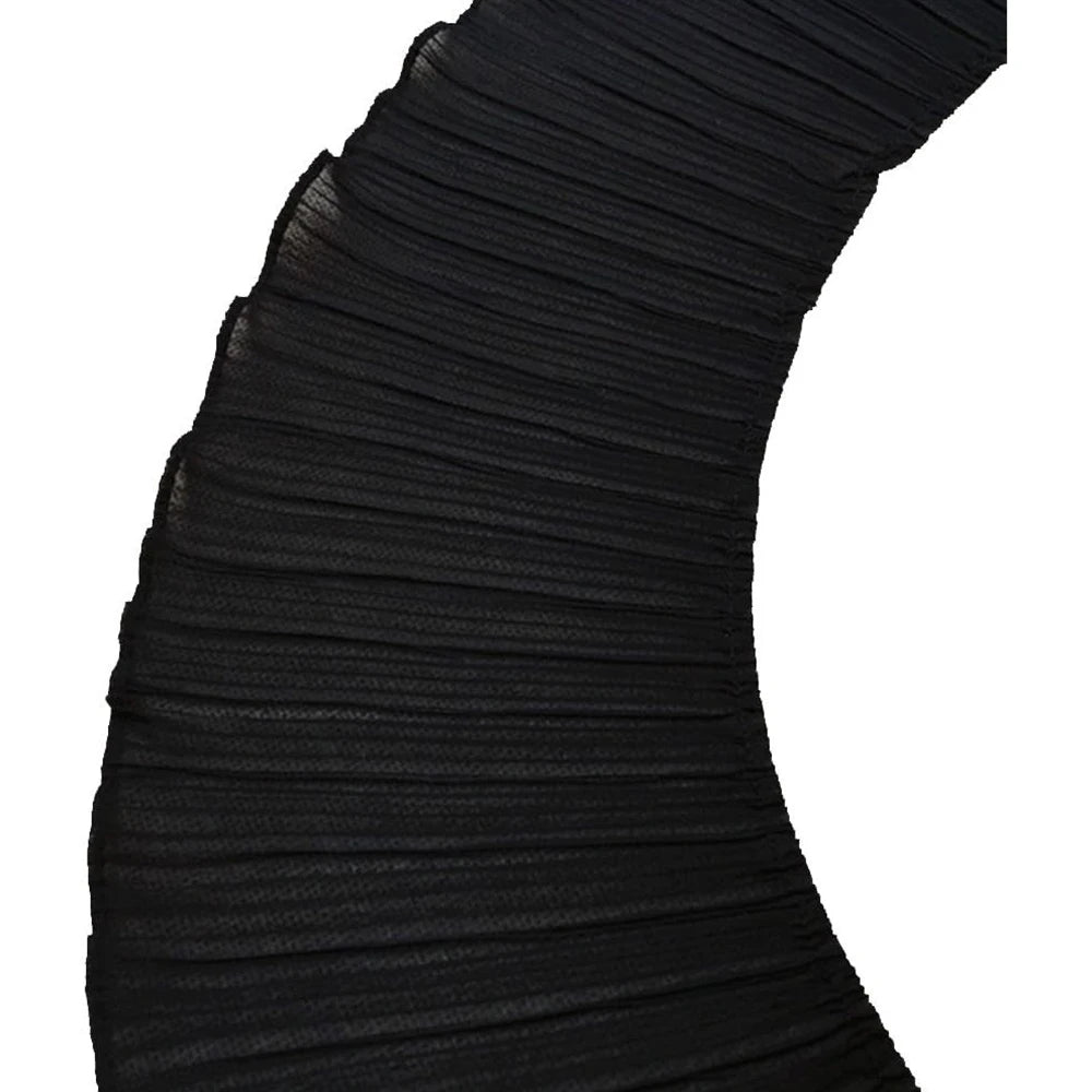 1 Yard Black and White Pleated Chiffon Fabric With Lace Edging Suitable For Clothing Extension And Craft Sewing17CM Wide