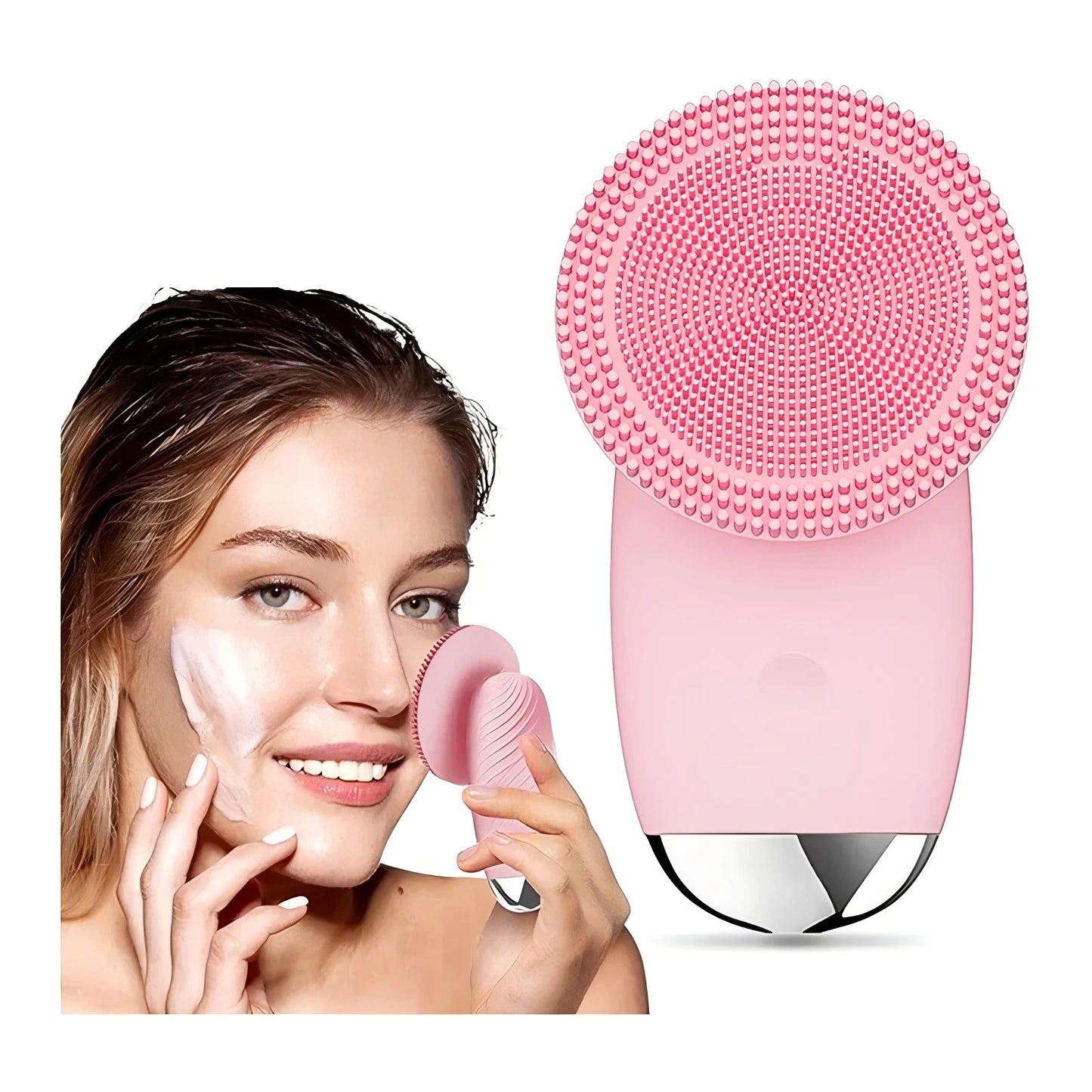 Silicone Face Cleansing Brush Electric Facial Scrubber Massager Sonic Vibration Waterproof Skin Care Tool for Pore Cleaning