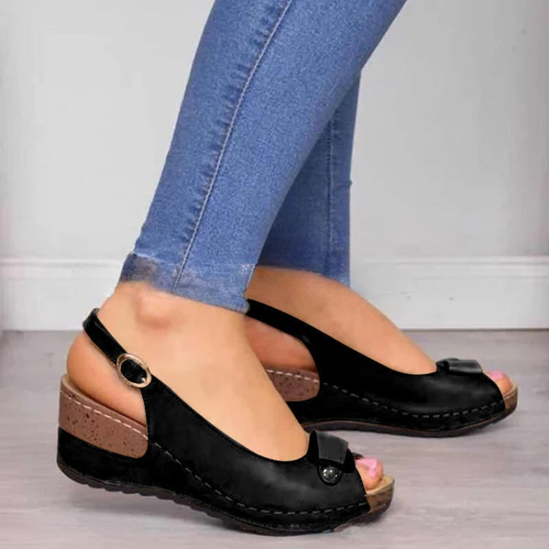 Chunky Platform Wedges Open Toe Shoes Sandals