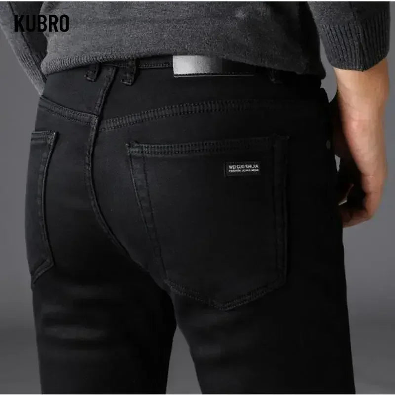 Soft Stretch Black Biker Jeans For Men