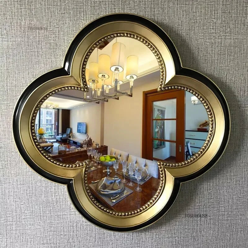 Creative Four-leaf Clover Decorative Mirrors Home Living Room Background Wall Decorative Mirror Bathroom Hotel Makeup Mirror AA