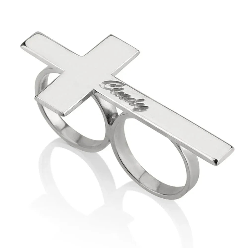 Custom Cross Ring Two Finger Ring