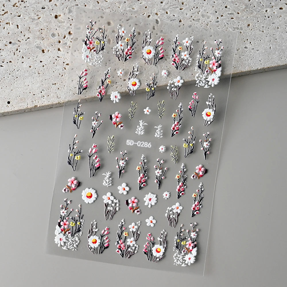 5 D Macron Flower/Fruit Nail Charms Sticker