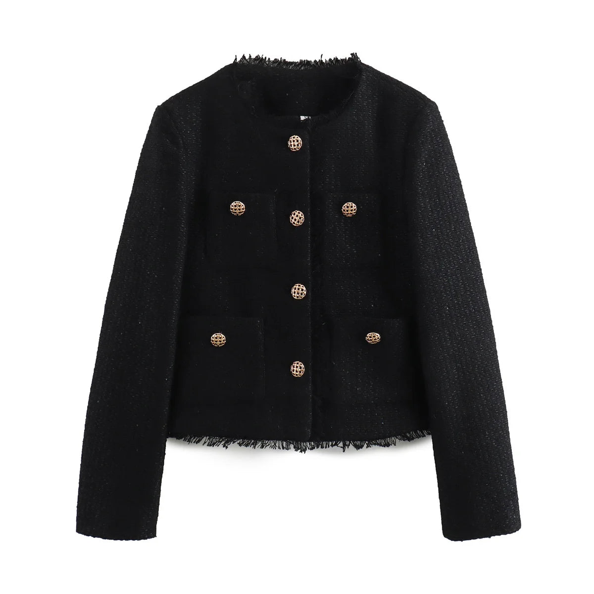 Chic Female Tweed Woolen Outerwear jacket