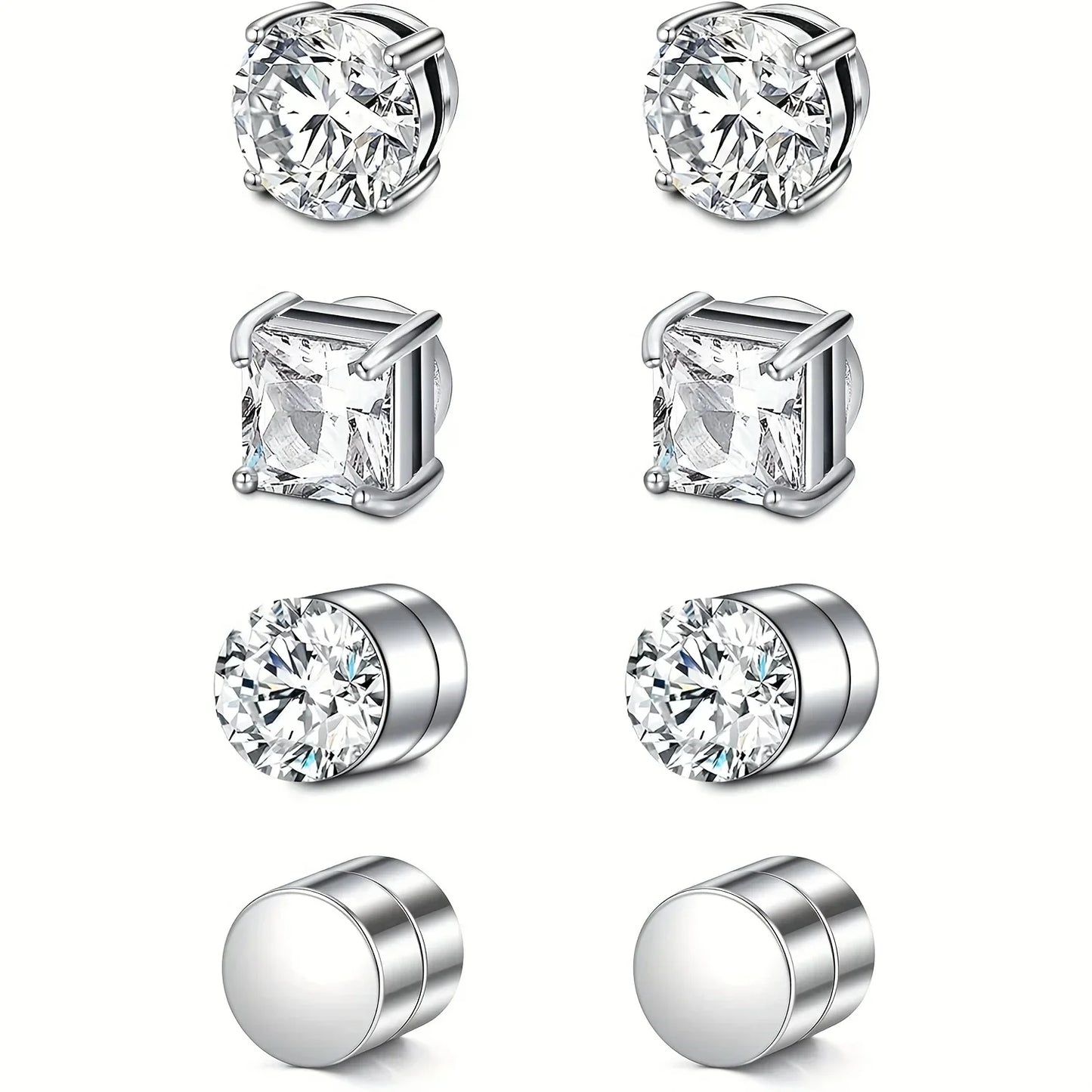 1 Pairs Crystal Strong Magnetic Ear Stud