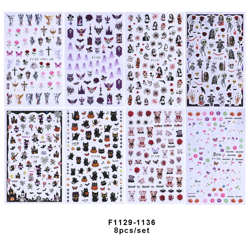 3 D Gothic Black Halloween Nail Stickers