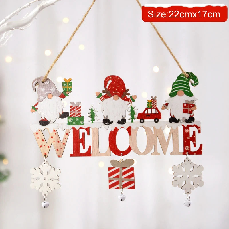 Gnome Santa Claus Wooden Hanging