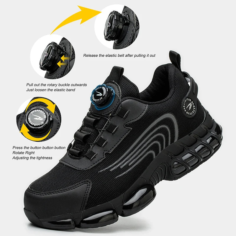 Unisex Rotating Button Puncture-Proof Protective shoes