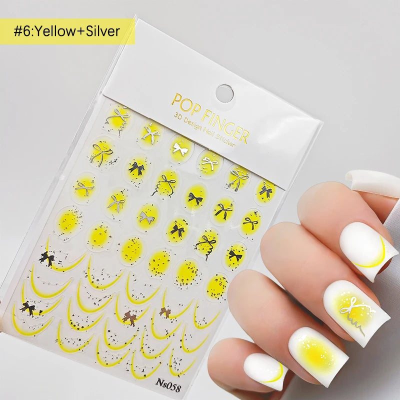 3 D White Bow knot Flower Nail Art Sticker