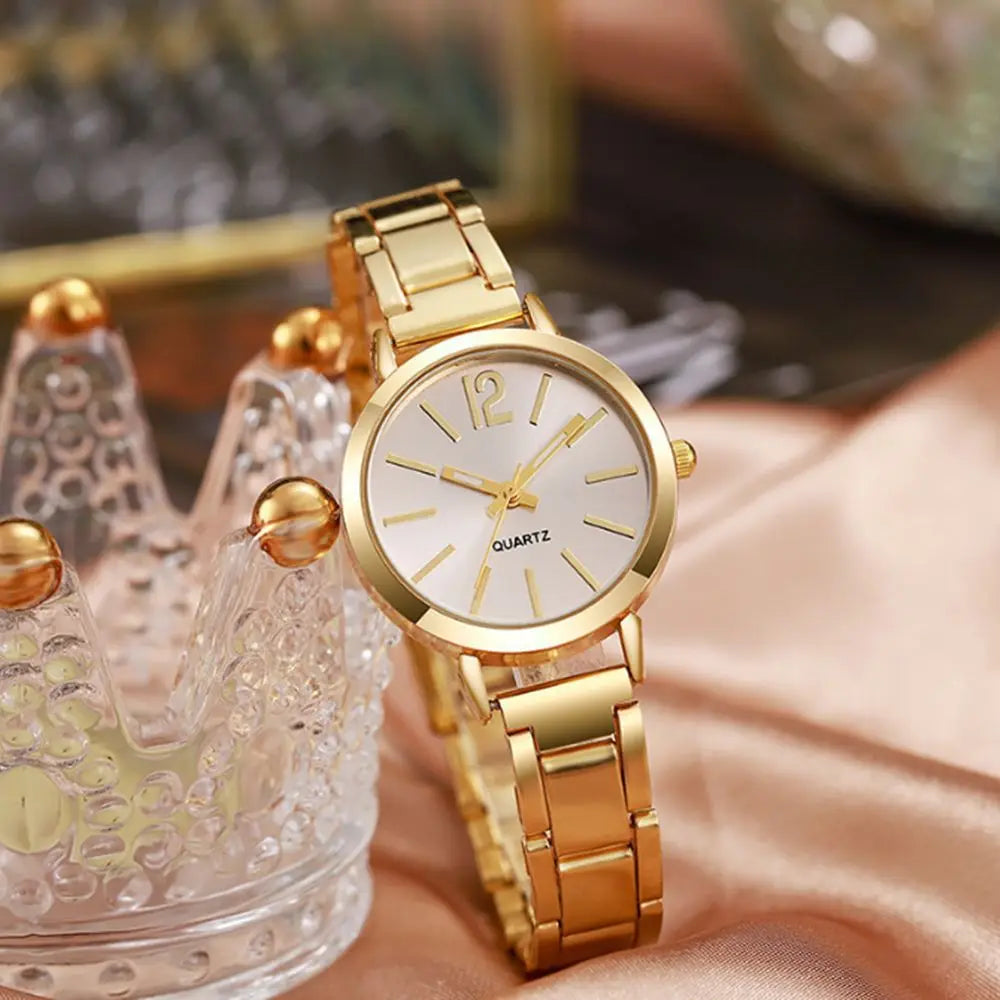 Fashion Small Dial Gold Watch Woman