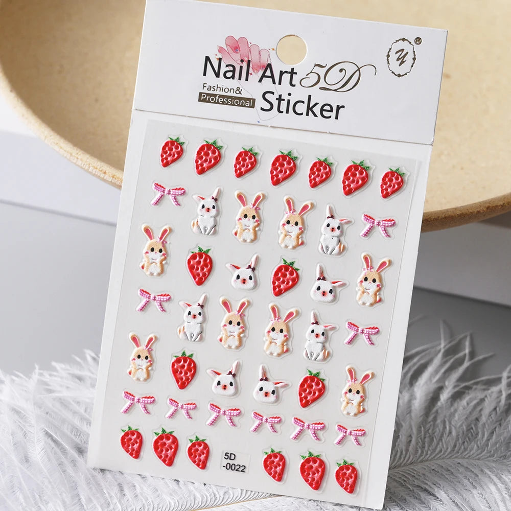 5 D Macron Flower/Fruit Nail Charms Sticker