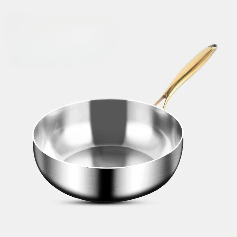 316 Stainless Steel Deep Frying Wok Pan Nonstick Cooking Fried Steak Gas Stove Pot Induction General Kitchen Cookware Saucepan