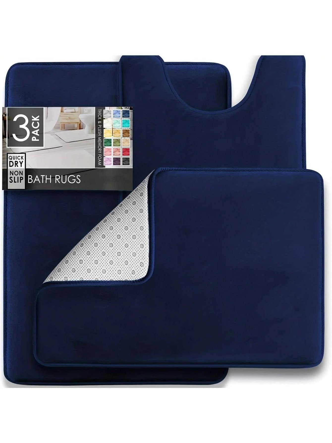 3 PC Velvet Non-Slip Bath Rugs