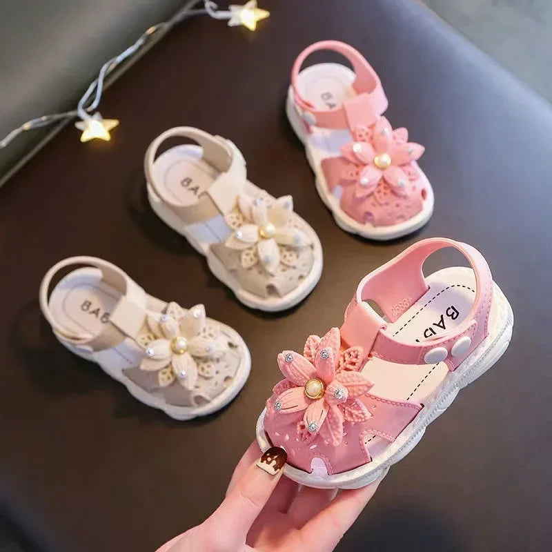 Solid Bow Children's Non Slip Sandals
