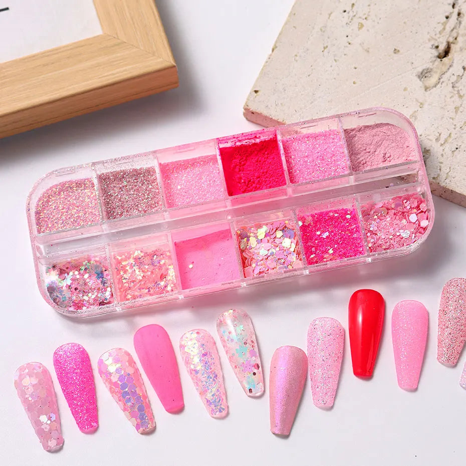 Pink Glitter Nail Powder