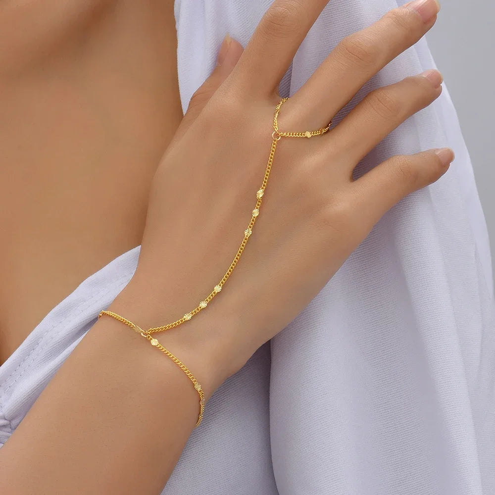 Dainty Hand Chain Bracelet Ring