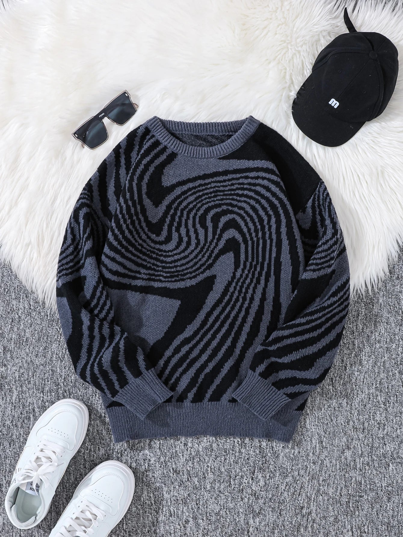 Jacquard Pattern Casual Knitted sweater