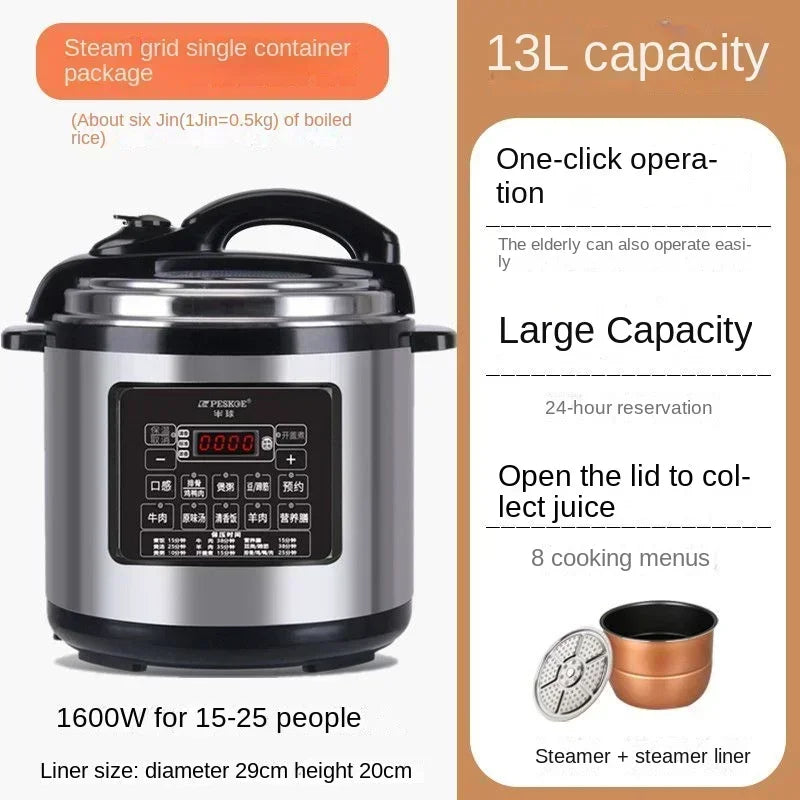 Household and commercial electric pressure cooker. Large capacity. Intelligent reservation. High pressure rice cooker.