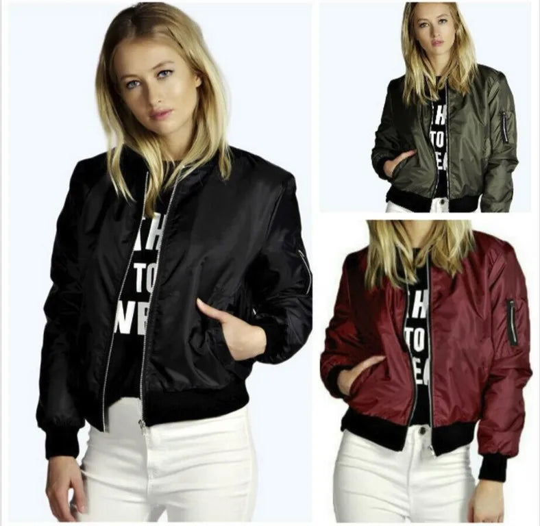 Women short Vintage Bomber Jacket