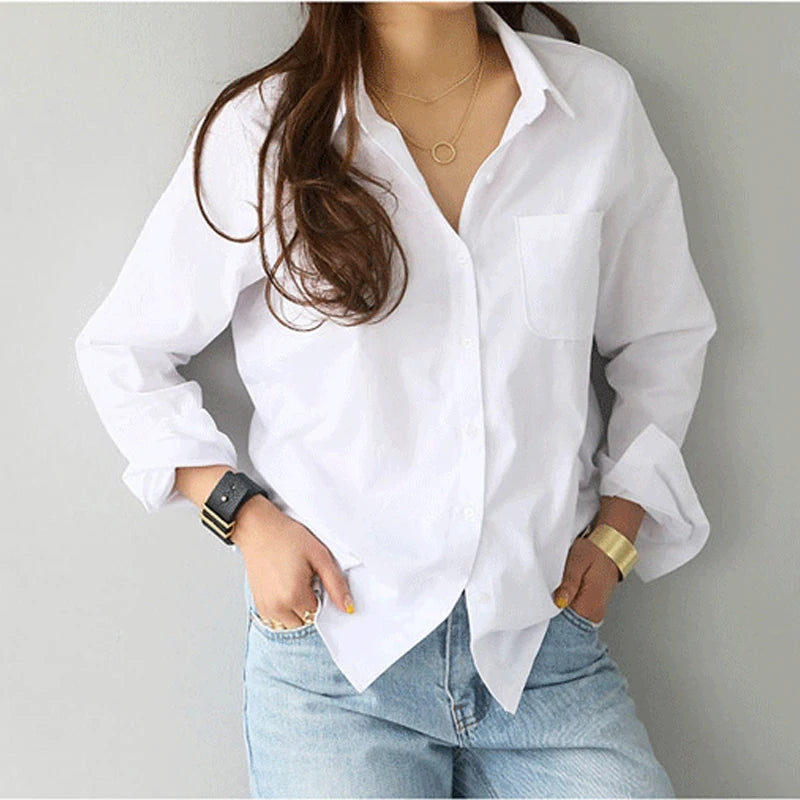 Women Fashion Cotton Blouse Shirt