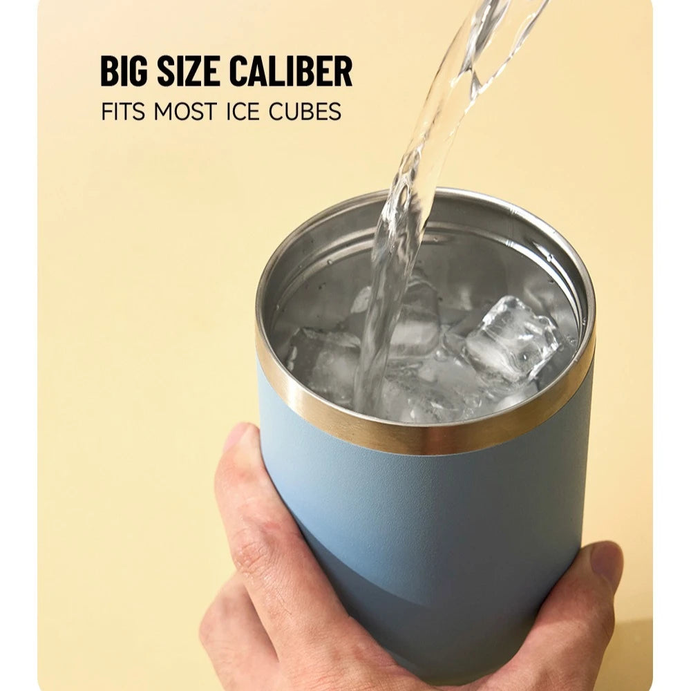 Tyeso Large-Capacity Thermoses Handle Vacuum Cup Dual-Drink Coffee Mug Stainless Steel Ice Cup Car Bottle Hot Cold Retention