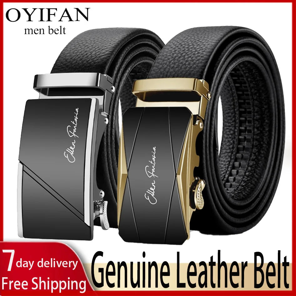 Men Genuine Leather Automatic Adjustable waistband belts