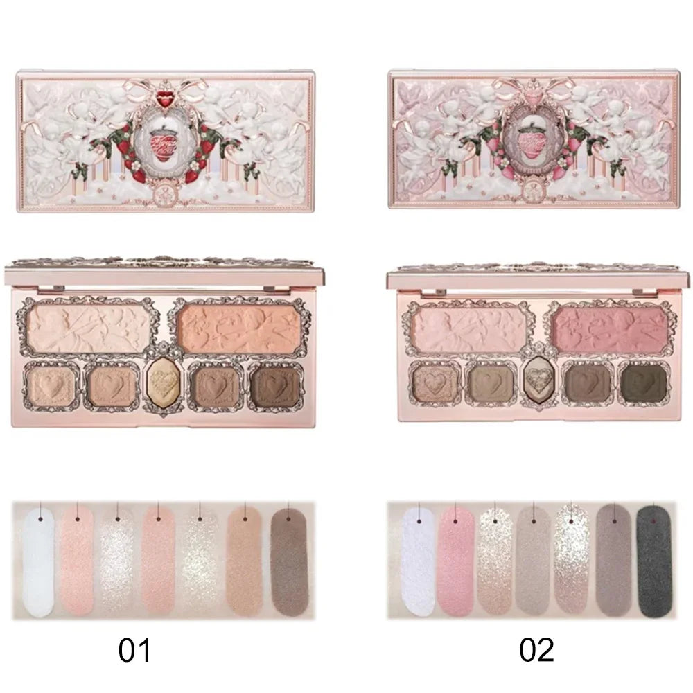 Matte Lip Cream Pressed Powder Liquid Blush Mirror Makeup Kit