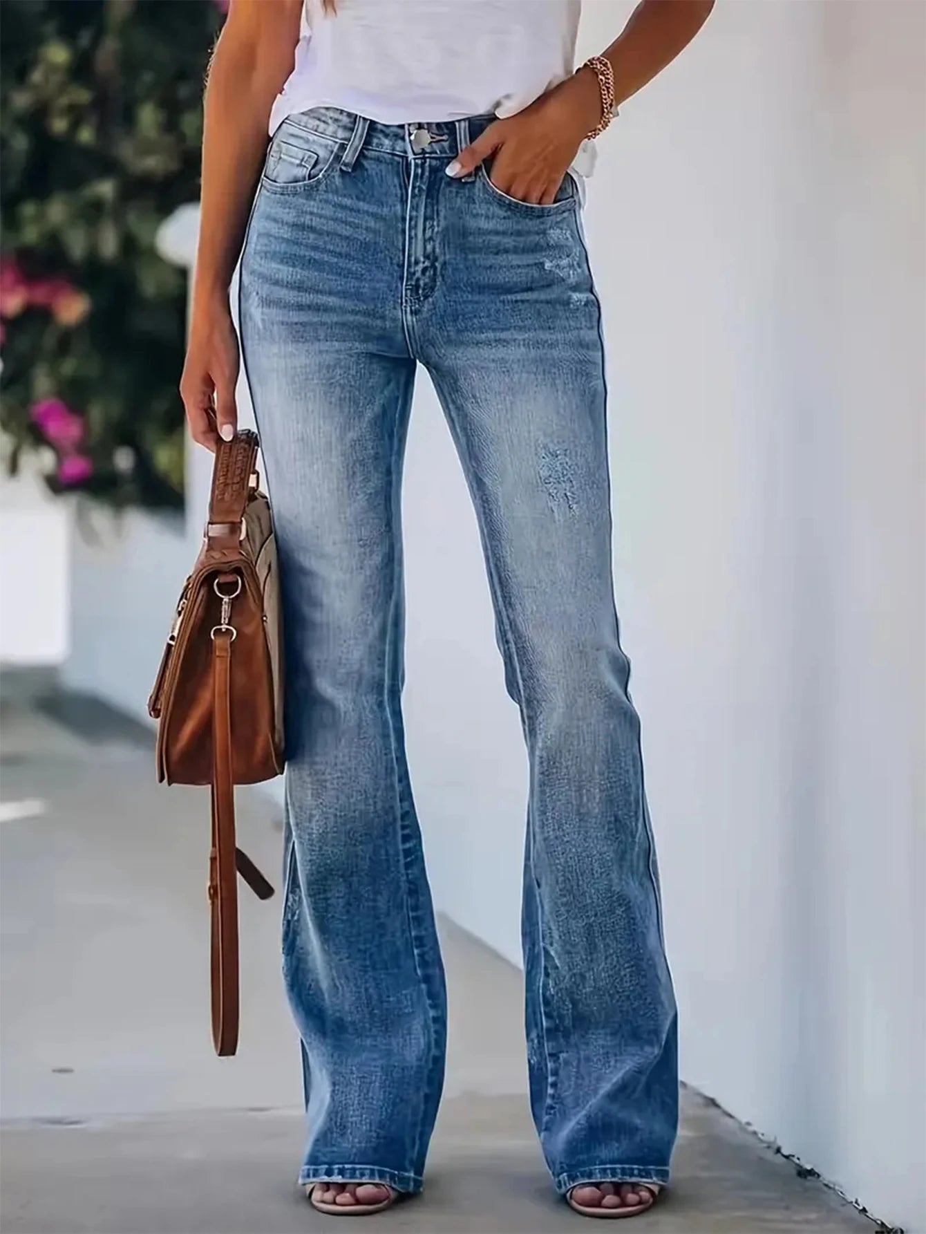 New hot women's horn jeans high waist slimming Denim pants