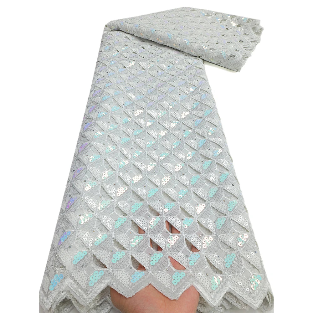 Wholesale Handcut lace fabric African organza lace with lots of sequins high quality and exclusive for wedding big occasion