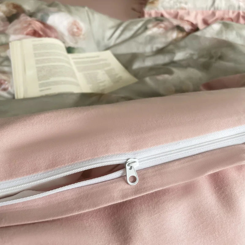 Vintage Flowers Print Ruffle Bedding Set