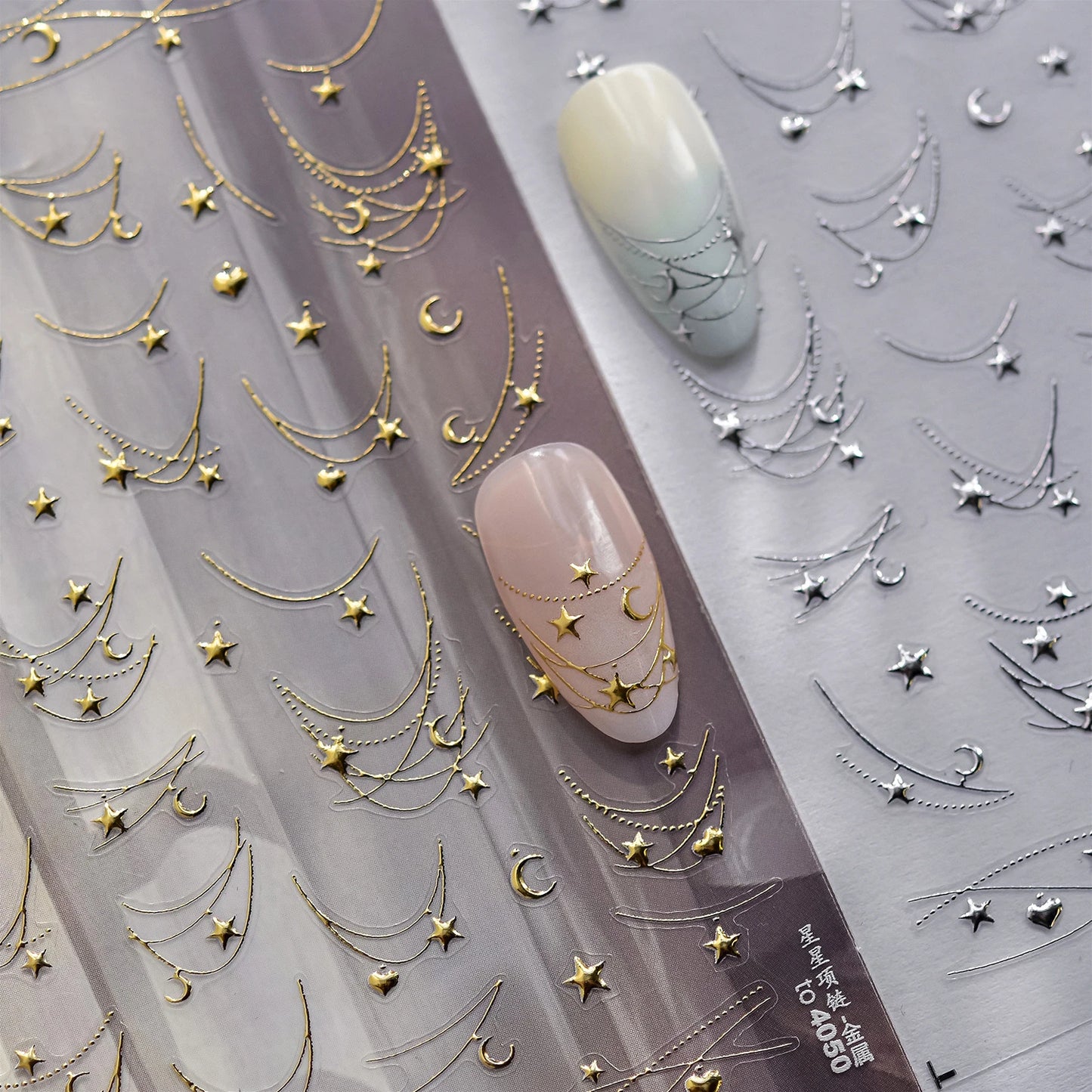 Star Moon Love Heart Necklace Nail Sticker