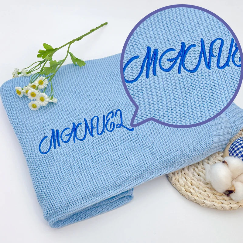 Embroidered Name Knitted Blanket