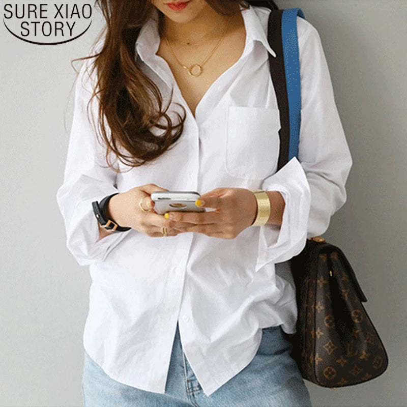 Women Fashion Cotton Blouse Shirt