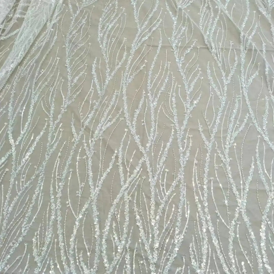 2024 Fashion dress Wedding dress children's clothing fabric lace with beads and sequins sell by yard