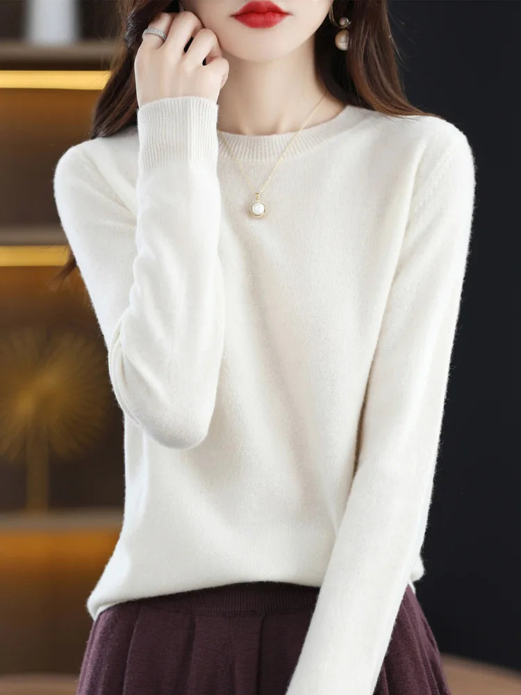 Merino Wool Elegant Cashmere Jumper Tops