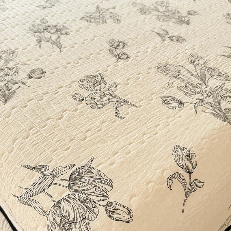 1pc Quilted Bedspread for Beds Thick Blanket for Bed Single/Queen/King Size Flower Printed Quilted Bed Cover Soft Bedspreads
