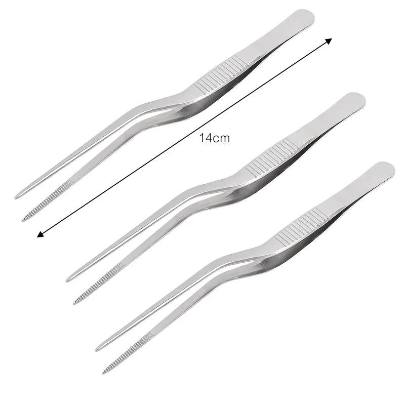 3/1Pcs Kitchen Tweezer Utensil BBQ Tweezer Food Clip Kitchen Bar Chief Tong Stainless Steel Portable for Picnic Barbecue Cooking