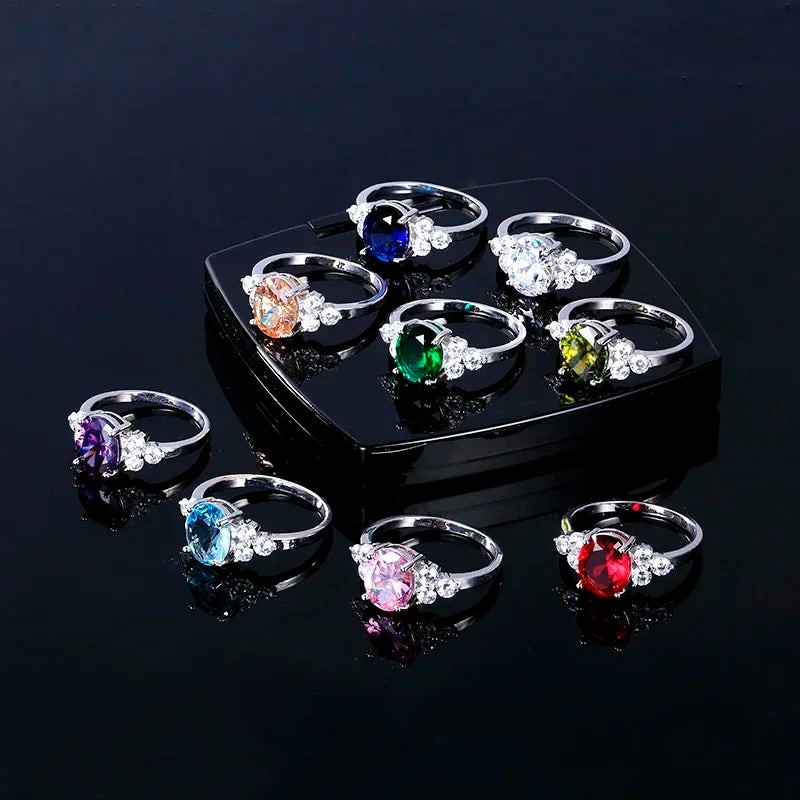 Rings Champagne Zircon Oval Stone