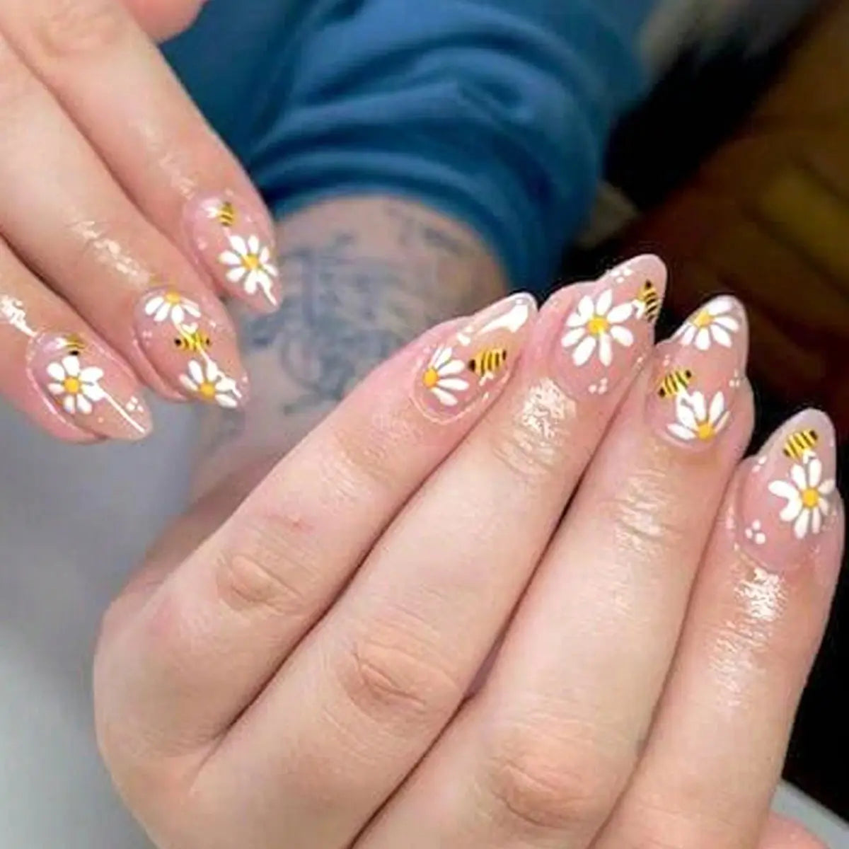 Daisy Bee Nail Stickers 5 D Embossed Flower
