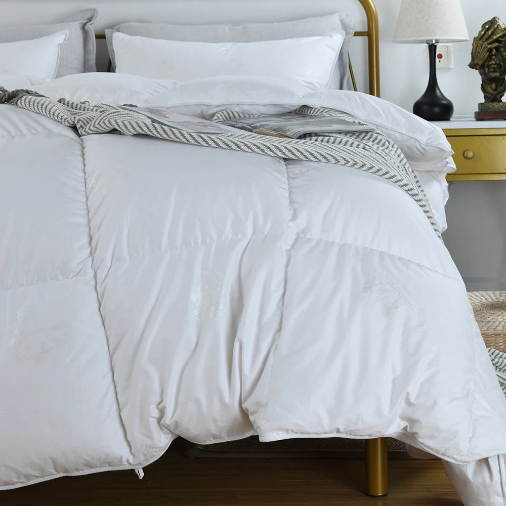 1000 Fluffy Premium Down Comforter Duvet Insert - 100% Skin-Friendly Cotton, Medium Weight Quilted for All Season Bedding
