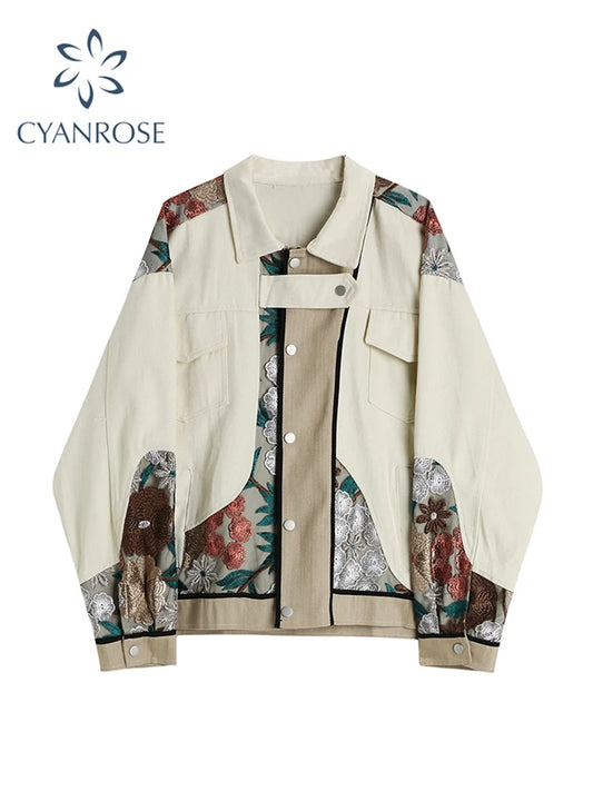 Women Trendy Embroidered Denim Jean Coat