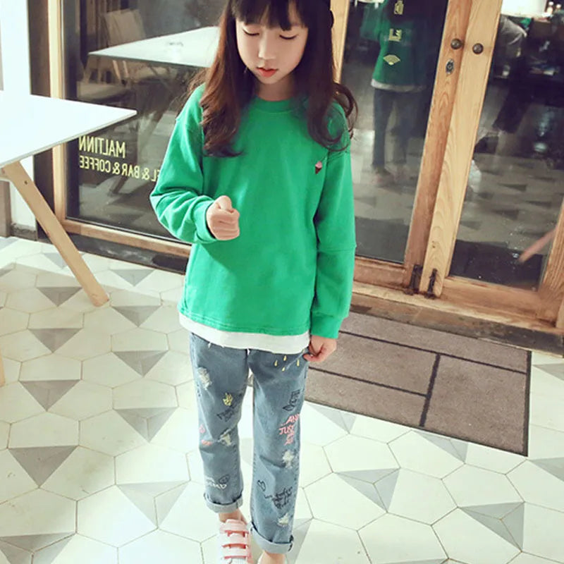 Personality cloud graffiti printing jeans