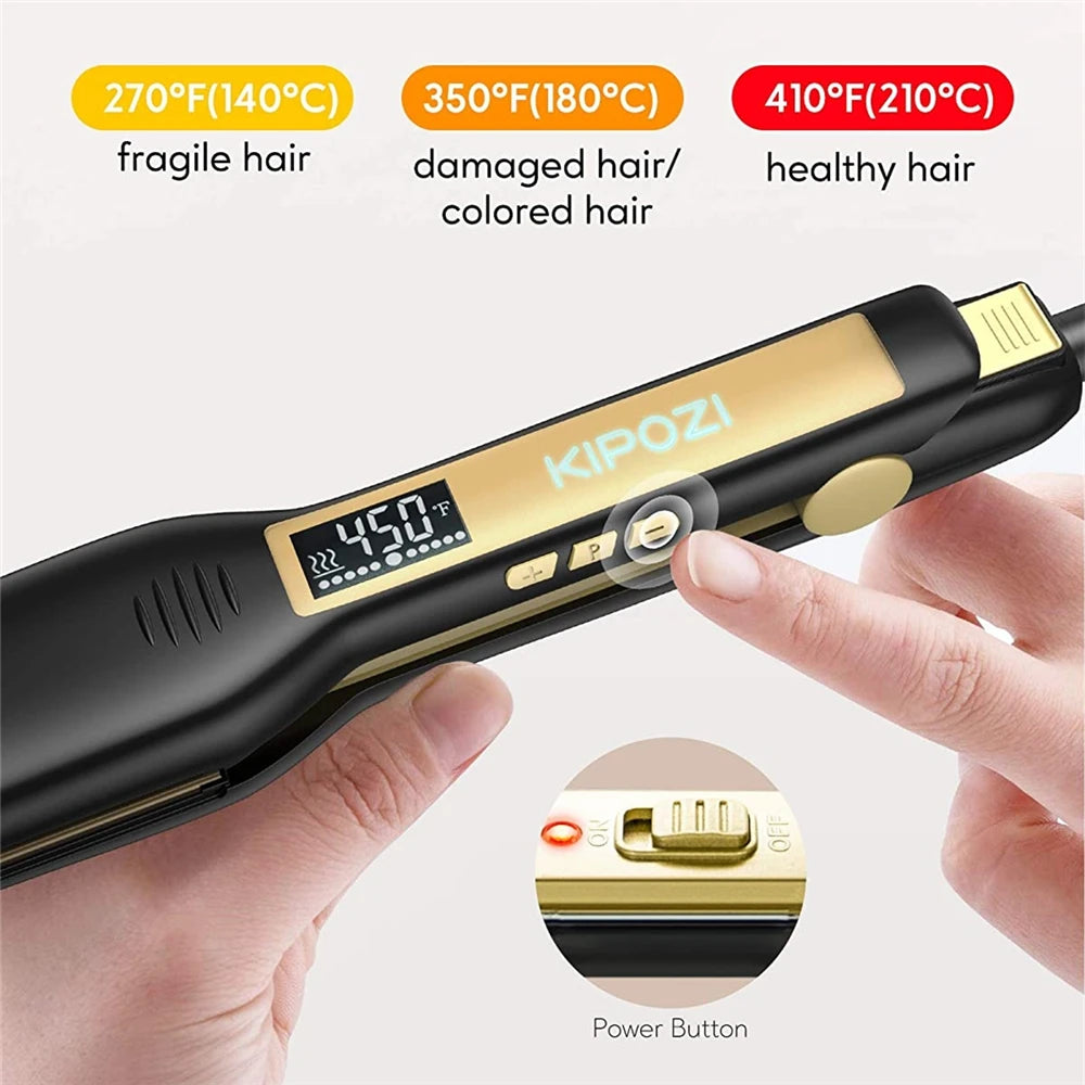 Titanium Flat Iron Hair Straightener LCD Display